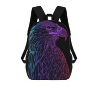 sinyumoney 3D impreso mochila para niños ciervos Moon Landscape bolsa de escuela ligera y de moda para viajes y estudios, Eagle Bird Neon Animal, 17"