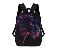 sinyumoney 3D impreso mochila para niños ciervos Moon Landscape bolsa de escuela ligera y de moda para viajes y estudios, Black Panther Neon Animal, 17"