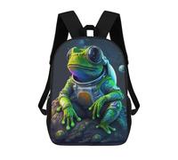Sinyumoney 3D Impreso Mochila Para Niños Gorilla Enchantment Mochila Escolar Gran Capacidad Para Viajes, Ideal Para Niños De Primaria Y Colegio, Frog Space Astronaut, 17"