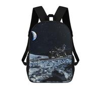 sinyumoney 3D impreso mochila para niños pastor mochila escolar de gran capacidad para viajes, ideal para niños de primaria y universidad, Lunar Expedición, 17"