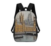 sinyumoney 3D impreso mochila para niños Ship in USA mochila escolar de gran capacidad para viajes, ideal para niños de primaria y universidad, London In Pencil, 17"