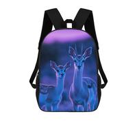 sinyumoney 3D impreso mochila para niños Sunflower 5 bolsa de escuela ligera y de moda para viajes y estudios, Two Gazelle In Purple Light, 17"