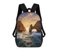 sinyumoney 3D impreso mochila para niños Sunflower 5 bolsa de escuela ligera y de moda para viajes y estudios, Cabo San Lucas Rocks, 17"