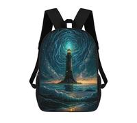 sinyumoney 3D impreso mochila para niños Sunflower 5 bolsa de escuela ligera y de moda para viajes y estudios, Lighthouse, 17"