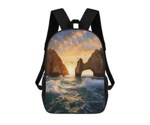 sinyumoney 3D impreso mochila para niños Sunflower 5 bolsa de escuela ligera y de moda para viajes y estudios, Cabo San Lucas Rocks, 17"