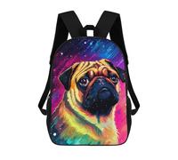 Sinyumoney 3D mochila escolar impresa para niños magical ranas pixel art de gran capacidad, ideal para viajes, moda e informal, Funny Synth Pug Pixel, 17"