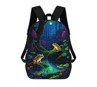 Sinyumoney 3D mochila escolar impresa para niños magical ranas pixel art de gran capacidad, ideal para viajes, moda e informal, Peaceful Retro Frogs Pixel, 17"