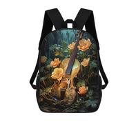 Sinyumoney 3D mochila escolar impresa para niños magical ranas pixel art de gran capacidad, ideal para viajes, moda e informal, Música Violin And Flower, 17"