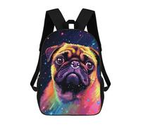 Sinyumoney 3D mochila escolar impresa para niños magical ranas pixel art de gran capacidad, ideal para viajes, moda e informal, Inspirational Space Pug, 17"