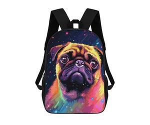 Sinyumoney 3D mochila escolar impresa para niños magical ranas pixel art de gran capacidad, ideal para viajes, moda e informal, Inspirational Space Pug, 17"