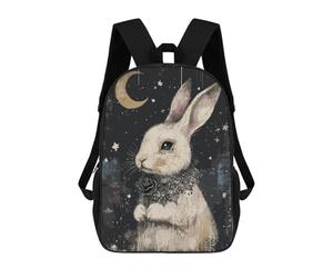 sinyumoney 3D mochila escolar impresa para niños oscuro Spiked gótico conejo mochila escolar para niños, bolsa de viaje, mochila de moda grande, Gothic White Rabbit With Black Rose, 17"