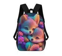 Sinyumoney 3D mochila escolar impresa para niños tinta rosa, gran capacidad, ideal para viajes, moda e informal, Cute Wolf Cubs, 17"