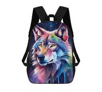 Sinyumoney 3D mochila escolar impresa para niños tinta rosa, gran capacidad, ideal para viajes, moda e informal, Watercolor Wolf, 17"