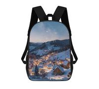 sinyumoney 3D mochila impresa para niños corriendo caballo negro, mochila de moda para escuela, viajes y ocio, mochila grande para niños y niñas, Snowy Winter Village, 17"