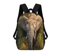 sinyumoney 3D mochila impresa para niños corriendo caballo negro, mochila de moda para escuela, viajes y ocio, mochila grande para niños y niñas, Elefante Walking In Grass, 17"