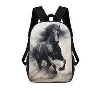 sinyumoney 3D mochila impresa para niños corriendo caballo negro, mochila de moda para escuela, viajes y ocio, mochila grande para niños y niñas, Running Black Horse, 17"