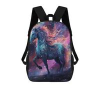 sinyumoney 3D mochila impresa para niños corriendo caballo negro, mochila de moda para escuela, viajes y ocio, mochila grande para niños y niñas, Unicorn At Starry Sky, 17"