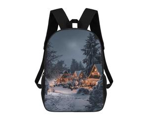 sinyumoney 3D mochila impresa para niños corriendo caballo negro, mochila de moda para escuela, viajes y ocio, mochila grande para niños y niñas, Festive Cozy Winter Cabin, 17"
