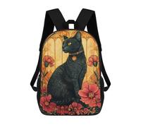 sinyumoney 3D mochila impresa para niños de fantasía pirata barco mochila de moda para escuela, viajes y ocio, mochila grande para niños y niñas, Black Cat Art Deco, 17"