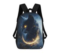 Sinyumoney 3D mochila para niños Cosmic Space Dolphin bolsas impresas bolsa de escuela mochila ligera mochila moda y diversión para niños, Black Magic Cat, 17"
