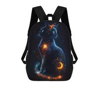 Sinyumoney 3D mochila para niños Cosmic Space Dolphin bolsas impresas bolsa de escuela mochila ligera mochila moda y diversión para niños, Visiones de un gato cósmico, 17"