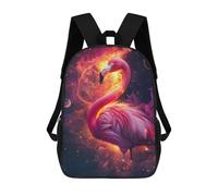 Sinyumoney 3D mochila para niños Cosmic Space Dolphin bolsas impresas bolsa de escuela mochila ligera mochila moda y diversión para niños, Espacial Flamingo, 17"