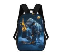 Sinyumoney 3D mochila para niños Cosmic Space Dolphin bolsas impresas bolsa de escuela mochila ligera mochila moda y diversión para niños, Glowing Rhino Under Stars, 17"