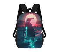 Sinyumoney 3D mochila para niños Cosmic Space Dolphin bolsas impresas bolsa de escuela mochila ligera mochila moda y diversión para niños, Neon Penguin Sunset, 17"