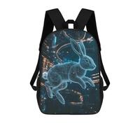 Sinyumoney 3D mochila para niños Cosmic Space Dolphin bolsas impresas bolsa de escuela mochila ligera mochila moda y diversión para niños, Digital Rabbit In Cityscape, 17"