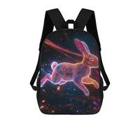 Sinyumoney 3D mochila para niños Cosmic Space Dolphin bolsas impresas bolsa de escuela mochila ligera mochila moda y diversión para niños, Neon Rabbit, 17"