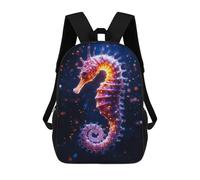 Sinyumoney 3D mochila para niños Cosmic Space Dolphin bolsas impresas bolsa de escuela mochila ligera mochila moda y diversión para niños, Glowing Seahorse, 17"