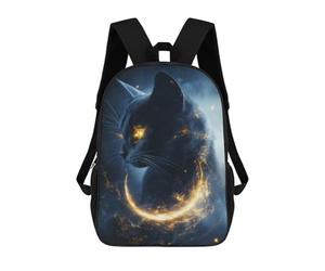 Sinyumoney 3D mochila para niños Cosmic Space Dolphin bolsas impresas bolsa de escuela mochila ligera mochila moda y diversión para niños, Black Magic Cat, 17"