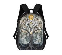 sinyumoney 3D mochila para niños cristal árbol reflectante bolsas impresas bolsa de escuela mochila ligera mochila moda y diversión para niños, Tree Stained Glass Artwork, 17"