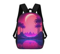 sinyumoney 3D mochila para niños croma Synthwave symphony bolsas impresas bolsa de escuela mochila ligera mochila de moda y diversión para niños, Shining Ascents Synthwave, 17"
