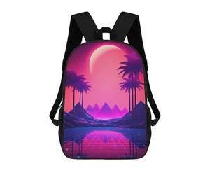 sinyumoney 3D mochila para niños croma Synthwave symphony bolsas impresas bolsa de escuela mochila ligera mochila de moda y diversión para niños, Shining Ascents Synthwave, 17"