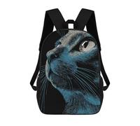 sinyumoney 3D mochila para niños japonesa Landscape con Torii Gate and Mountain Bolsas impresas Bolsa de escuela Mochila ligera y divertida para niños, Blue Cat Retrato, 17"