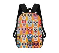 sinyumoney 3D mochila para niños Mexican Girl Carnival bolsas impresas bolsa de escuela mochila ligera mochila moda y diversión para niños, Mosaico de calavera vibrante, 17"