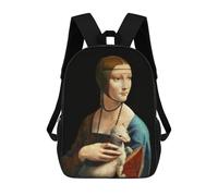sinyumoney 3D mochila para niños Mexican Girl Carnival bolsas impresas bolsa de escuela mochila ligera mochila moda y diversión para niños, Lady With An Ermine, 17"