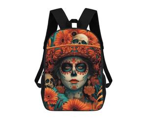 sinyumoney 3D mochila para niños Mexican Girl Carnival bolsas impresas bolsa de escuela mochila ligera mochila moda y diversión para niños, Calavera Catrina, 17"