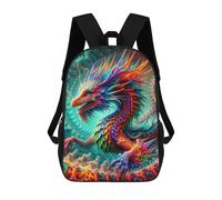 Sinyumoney 3D mochila para niños Wolf Sky Night Moon Animal bolsas impresas bolsa escolar mochila ligera mochila moda y diversión para niños, Quantum Dracoscale Enigma, 17"