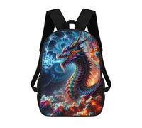 Sinyumoney 3D mochila para niños Wolf Sky Night Moon Animal bolsas impresas bolsa escolar mochila ligera mochila moda y diversión para niños, Quantum Inferno, 17"