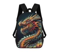 Sinyumoney 3D mochila para niños Wolf Sky Night Moon Animal bolsas impresas bolsa escolar mochila ligera mochila moda y diversión para niños, La joya de dragones, 17"