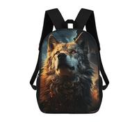 Sinyumoney 3D mochila para niños Wolf Sky Night Moon Animal bolsas impresas bolsa escolar mochila ligera mochila moda y diversión para niños, Wolf Sky Night Moon Animal, 17"