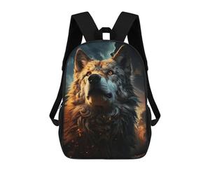 Sinyumoney 3D mochila para niños Wolf Sky Night Moon Animal bolsas impresas bolsa escolar mochila ligera mochila moda y diversión para niños, Wolf Sky Night Moon Animal, 17"