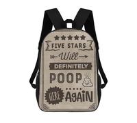 sinyumoney 5 Star Poop Here Again Mochila Escolar Infantil Impresa En 3D Para Niños, Mochilas De Viaje, Bolsas Para Libros Para Niños Estudiantes De Primaria 17inch
