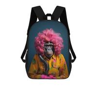 sinyumoney A Gorilla with Curly Hair Mochila Escolar Infantil Impresa En 3D, Mochila Informal De Moda Para Niños, Mochila De Viaje De Alta Capacidad Para Libros Para Niños 17inch