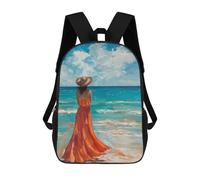 sinyumoney A Lonely Woman in A Beach Mochila Escolar Resistente Al Agua, Mochila De Negocios Para Hombres, Mujeres Y Adolescentes 17inch