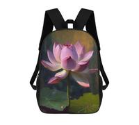 sinyumoney A Lotus Pond of Serenity Mochila Escolar Para Niños De 17 Pulgadas, Mochila Informal De Viaje Para Niños Y Niñas, Mochila De Gran Capacidad Para El Día A Día 17inch