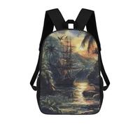 sinyumoney A Pirate Ship Sails Mochila Escolar Impresa En 3D Para Niños 17inch Mochilas Para Niños Y Niñas, Mochilas Escolares Para Niños, Mochilas De Viaje