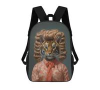 sinyumoney A Tiger with Curly Hair Mochila Escolar Infantil Impresa En 3D Para Niños, Mochilas De Viaje, Bolsas Para Libros Para Niños Estudiantes De Primaria 17inch